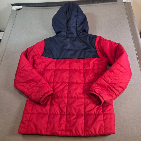 Columbia Youth Large 14/16 Red Navy Quilted Winter Coat w/ Hood - Picture 9 of 12